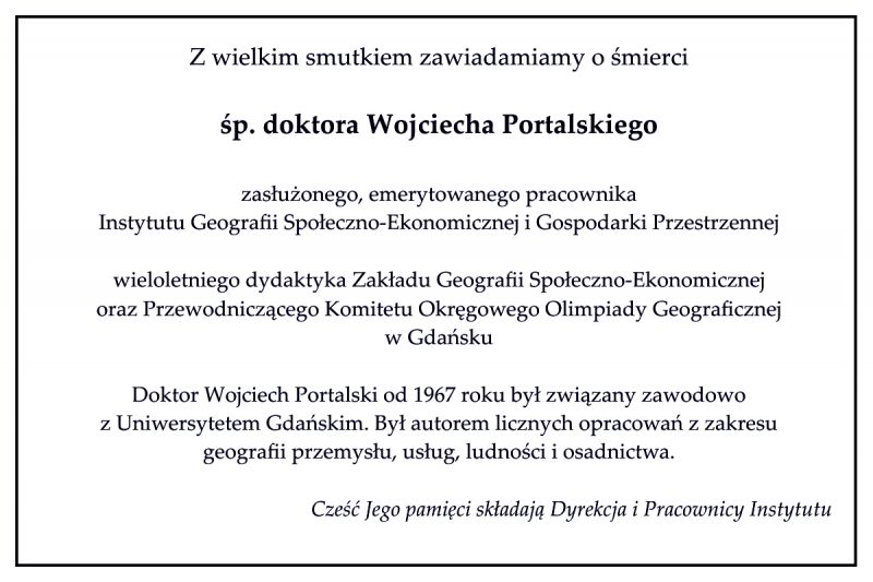 Nekrolog Wojciech Portalski