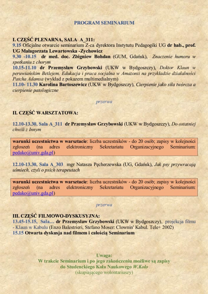 Program, strona 2