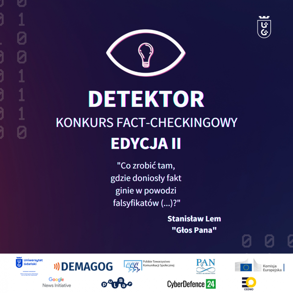 Plakat konkursu &quot;DETEKTOR&quot; z patronami.
