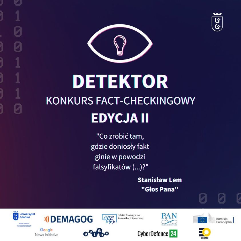 Plakat konkursu &quot;DETEKTOR&quot; z patronami.