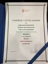 List gratulacyjny - kategoria A dla filozofii, nauk socjologiczych i psychologii