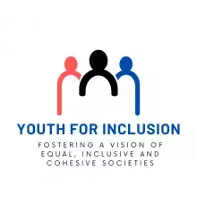 Grafika Youtk for Inclusion z 3 schematycznymi postaciami w różnych kolorach