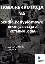 Plakat rekrutacja na studia podyplomowe "Resocjalizacja z kryminologią"