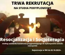 Baner rekrutacja na studia podyplomowe "Resocjalizacja i Socjoterapia..."