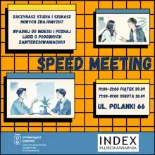 Speed meeting grafika z infomacjami o miejscu wydarzenia