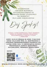 Plakat z informacją o warsztatach Daj Spokój