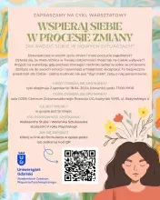 Plakat o Cyklu warsztatów: Wspieraj siebie w procesie zmiany