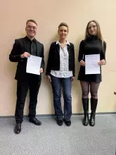 Konkurs Seminariów Kursowych dla osób studiujących na III roku Psychologii - dr Aleksandra Peplińska z finalistami Konkursu: Iwoną Ulenberg i Maarcinem Tyl