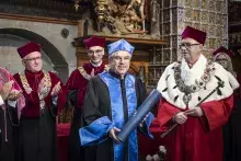 Od lewej: prof. Krzysztof Bielawski, dr hab. Arnold Kłonczyński prof. UG, dr Thomas Bach, prof. Jerzy Gwizdała