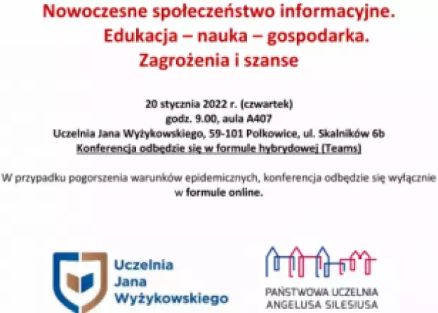 Ogólnopolska Studencka Konferencja Naukowa, która odbędzie się w formule online, 20 stycznia 2022 r…