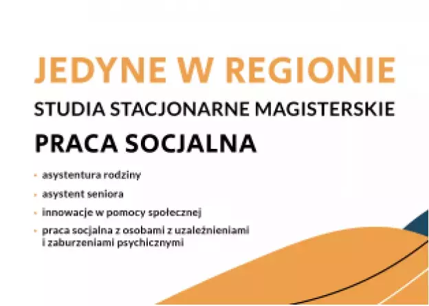 Studiuj na kierunku PRACA SOCJALNA! Unikatowe, interdyscyplinarne, jedyne w regionie studia…