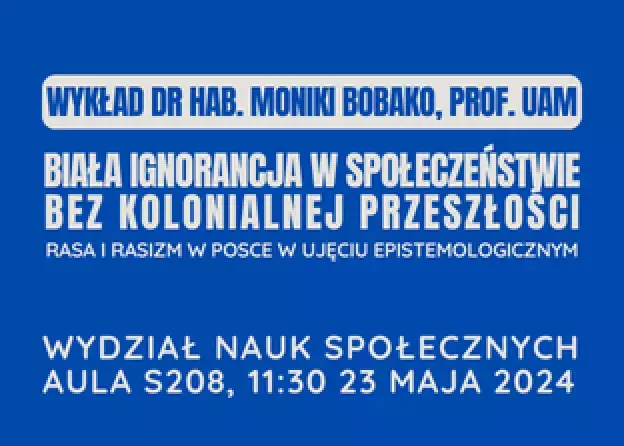 Wykład dr hab. Moniki Bobako, prof. UAM „Biała ignorancja w społeczeństwie bez kolonialnej…
