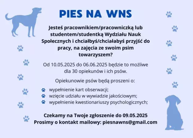 Chcesz przyjść z psem na zajęcia na WNS? Teraz to…