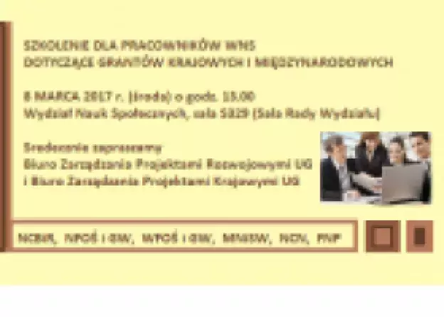 Szkolenie dotyczące grantów krajowych i międzynarodowych