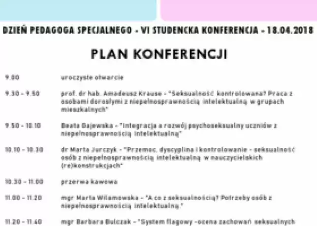 Koło Naukowe Studentów Pedagogiki Specjalnej PORTA zaprasza do wzięcia udziału w VI konferencji…