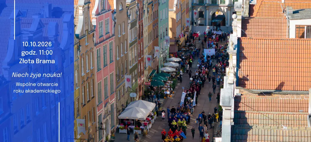 zdjęcie przedstawiające ulicę długą w gdańsku z paradą studentów.
